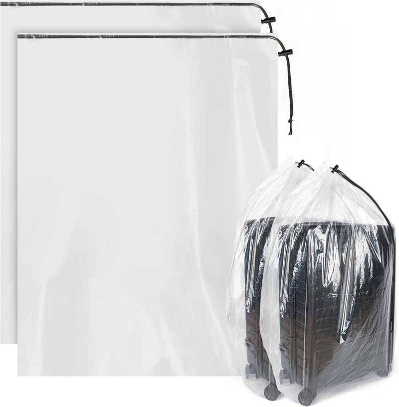HFKPJRT 40 x 60 Inches Extra Large Clear Drawstring Plastic Storage Bags, Gaint 4.7 Mil Luggage Storage Bags for Suitcase, Stroller, Chair, Kids Bike, Blanket, Plush Toys, Reusable Dust Covers 2Pcs - Image 1